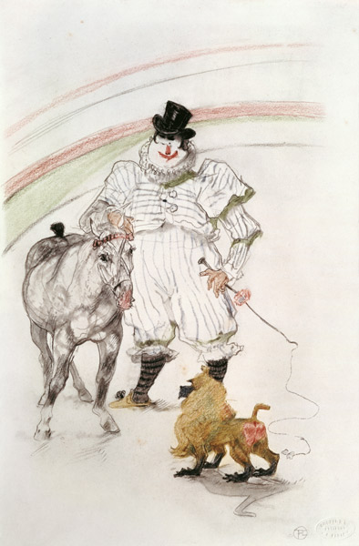 At the Circus: performing horse and monkey, 1899 (chalk, crayons and de Henri de Toulouse-Lautrec