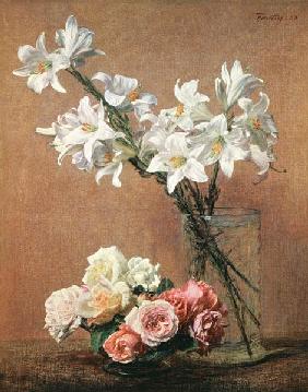 Coloured flower still life