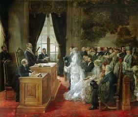 The wedding of Mathurin Moreau in the city hall of