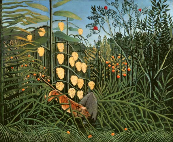 Tropical Forest: Battling Tiger and Buffalo de Henri Julien-Félix Rousseau