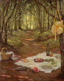 For the picnic covered (in the woods of Gerberoy) de Henri Le Sidaner