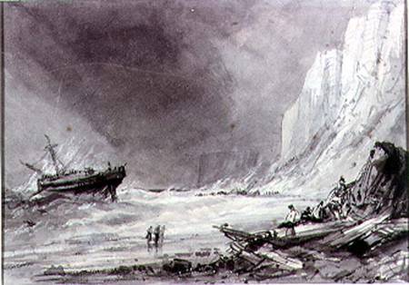 A Wreck off Speeton Cliffs, Yorkshire de Henry Barlow Carter