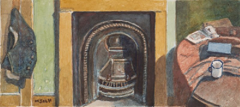 Fireplace, c.1930 (pencil & w/c on paper) de Henry Silk