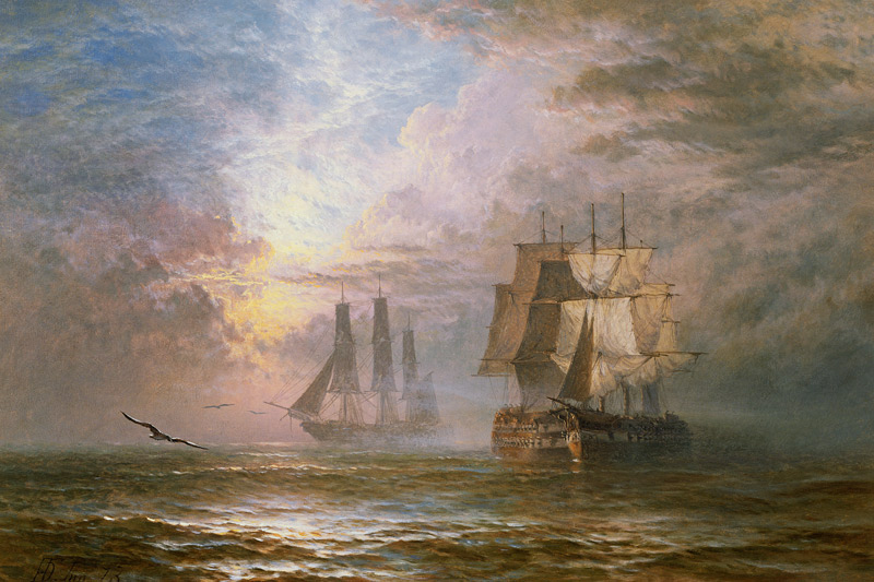 Men of War at Anchor de Henry Thomas Dawson