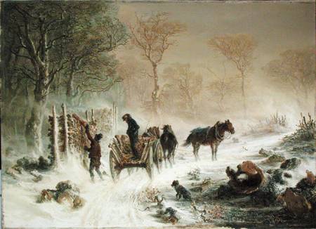 Loading Wood in the Snow de Hermann Kauffmann