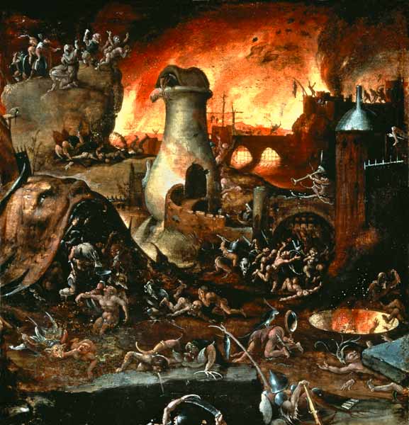 Hell - Hieronymus Bosch en reproducción impresa o copia al óleo sobre  lienzo.