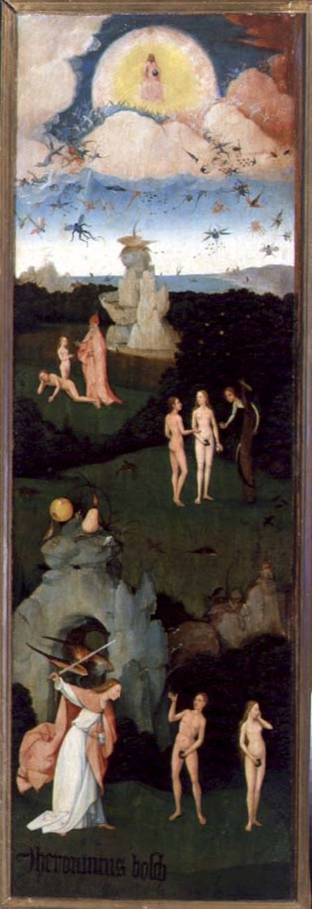 The Haywain: left wing of the triptych depicting the Garden of Eden de Jerónimo Bosch o El Bosco