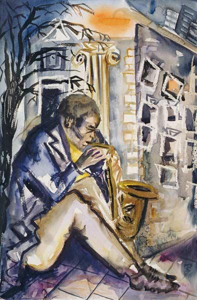 Sax Player, 1998 (w/c on paper) 