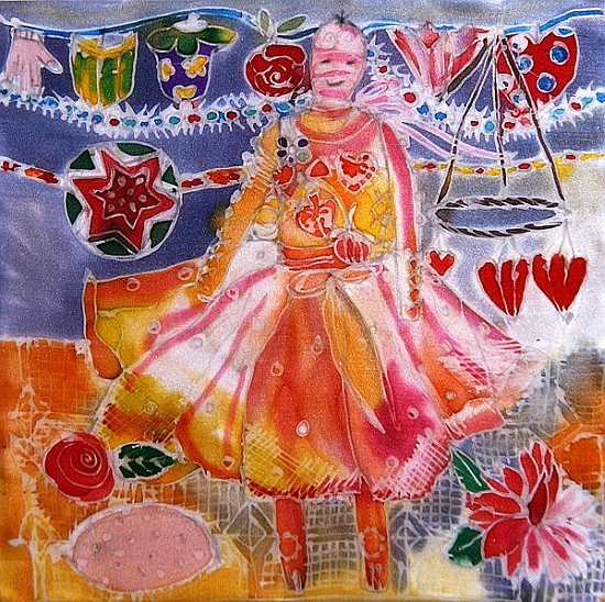 Fairy with Hearts and Flowers, 2006 (dyes on silk)  de Hilary  Simon