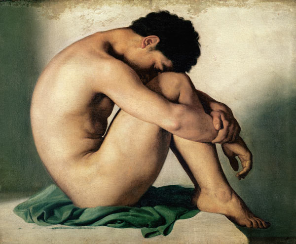 Study of a Nude Young Man de Hippolyte Flandrin