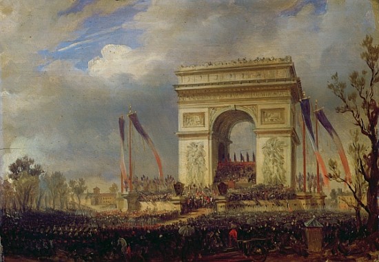 Fete de la Fraternite at the Arc de Triomphe, Place de l''Etoile, Paris om 20th April 1848 de Hippolyte Victor Valentin Sebron