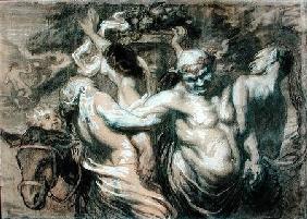 The Drunken Silenus (charcoal & bodycolour on paper)