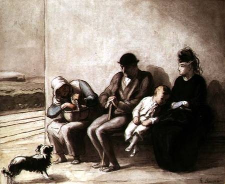 Wayside Railway Station (pen and wash) de Honoré Daumier