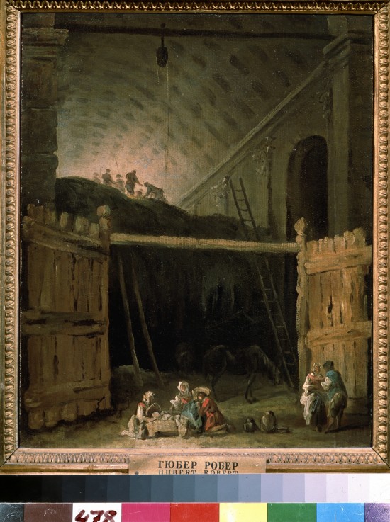 Hay Barn in a Basilica de Hubert Robert