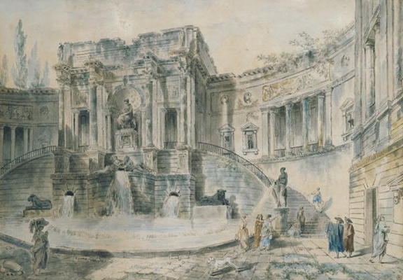 Landscape with ruins (watercolour) de Hubert Robert