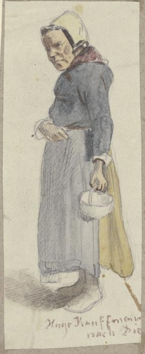 Old woman with basket de Hugo Kauffmann