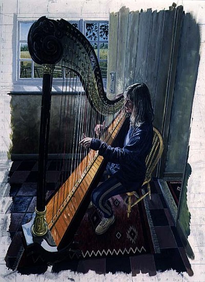 Sian James, Harpist, 1994 (oil on board)  de Huw S.  Parsons