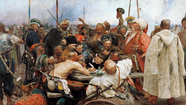 Los cosacos Zaporogos le escriben una carta al Sultán de Turquía de Iliá Yefímovich Repin