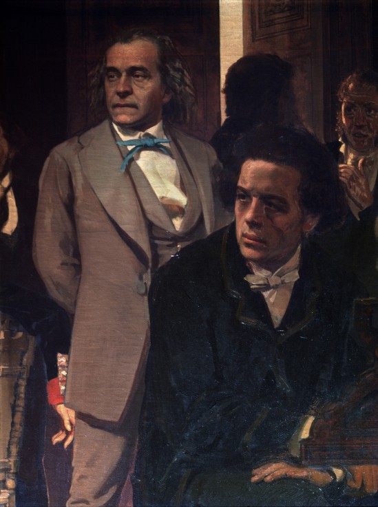 The composers Anton Rubinstein and Alexander Serov (Detail of the painting Slavonic composers) de Iliá Yefímovich Repin