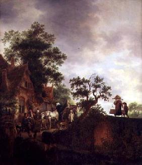 Travellers by an Inn