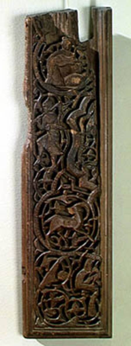 Carved panel decorated with a lute player de Islamic School