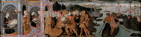 The Return of Ulysses, cassone panel, Sienese de Scuola pittorica italiana