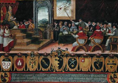 Discussion of the Reform of the Calendar under Pope Gregory XIII (1502-85) replaced by the Gregorian de Scuola pittorica italiana