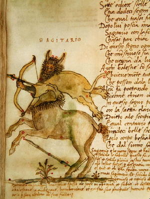 Ms Ital 483 P.4.7 f.157v Sagittarius, from the 'Dittamondo' by Fazio degli Uberti (vellum) de Italian School, (15th century)