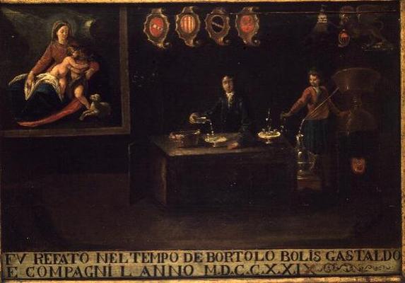 Sign of the Venetian Pharmacists' Guild, 1729 (panel) de Italian School, (18th century)