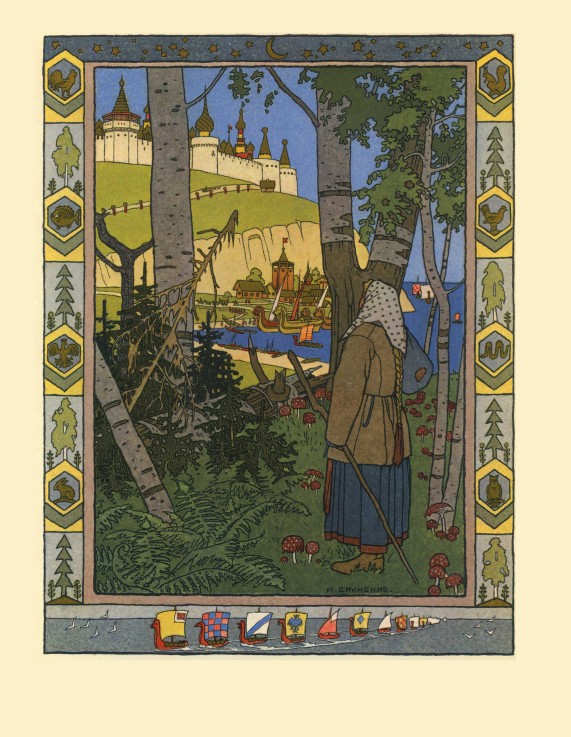 Illustration for the Fairy tale The Feather of Finist the Falcon de Ivan Jakovlevich Bilibin