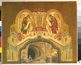 Chudov Monastery. Stage design for the opera Boris Godunov by M. Musorgsky