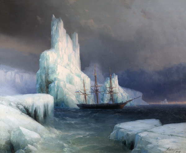 Icebergs in Antarctica de Iwan Konstantinowitsch Aiwasowski
