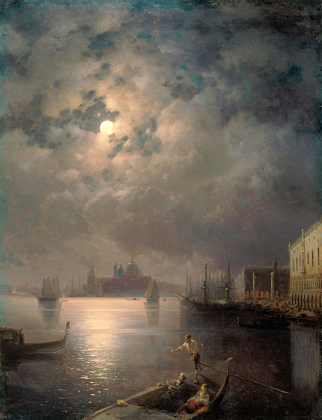 Trip in a gondola at moonlight in Venice de Iwan Konstantinowitsch Aiwasowski