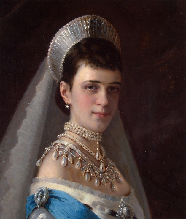 Portrait of Empress Maria Feodorovna, Princess Dagmar of Denmark (1847-1928) with Pearls de Iwan Nikolajewitsch Kramskoi