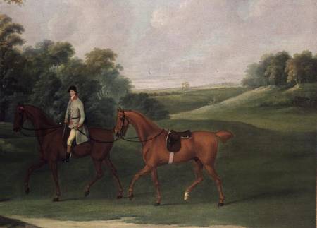 Rider leading a horse de J. Francis Sartorius