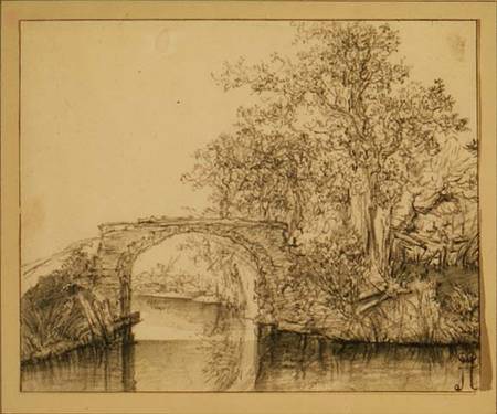 Landscape with a Stone Bridge de Jacob Isaacksz van Ruisdael