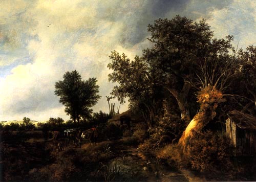 Landscape with hut de Jacob Isaacksz van Ruisdael