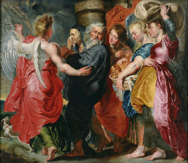 The Flight of Lot and His Family from Sodom (after Rubens) de Jacob Jordaens