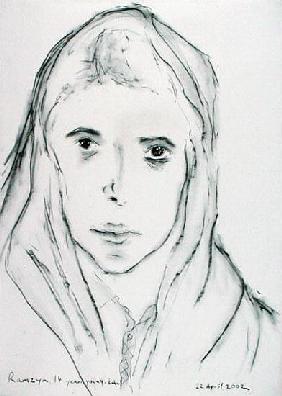 Ramzya, Kabul, Afghanistan, 22nd April 2002 (charcoal on paper) 