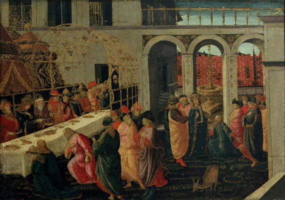 The Banquet of Ahasuerus (tempera on panel) de Jacopo del Sellaio