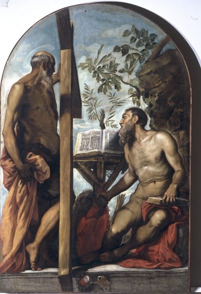 Tintoretto /Andreas & Jerome/ Ptg./ C16 de Jacopo Robusti Tintoretto