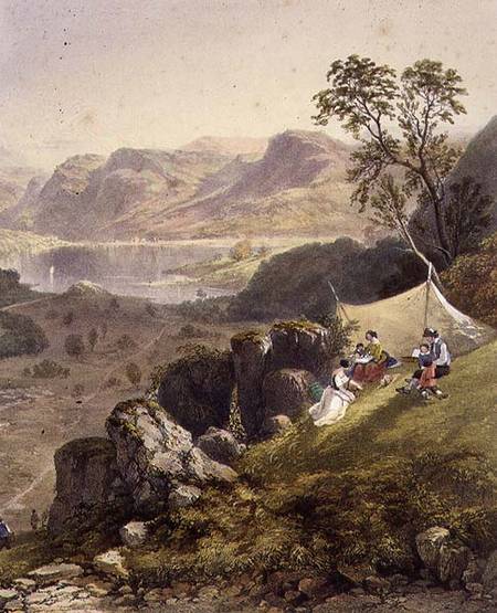 Thirlmere and Wythburn, detail of a sketching party, from 'The English Lake District' de James Baker Pyne