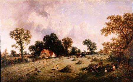 Haymaking in Hampshire de James Edwin Meadows
