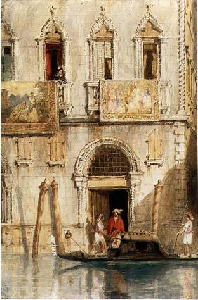 The Steps of the Palazzo Foscari, Venice, 1844 (pencil, ink