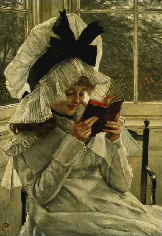 Mädchen, ein Buch lesend de James Jacques Tissot