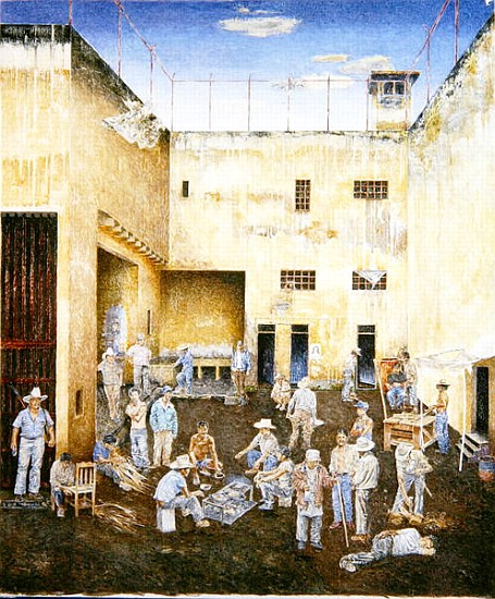 Prison Compound, 1986 (oil on canvas)  de  James  Reeve