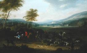 A Hunting Party in a Landscape