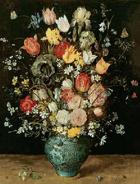 Bouquet of flowers in a blue vase