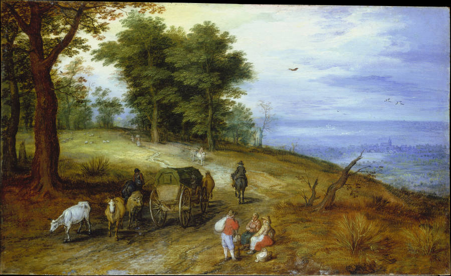 Wooded Landscape with Figures de Jan Brueghel (El Viejo)