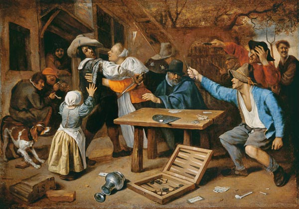 The quarrel at the pack of cards de Jan Steen